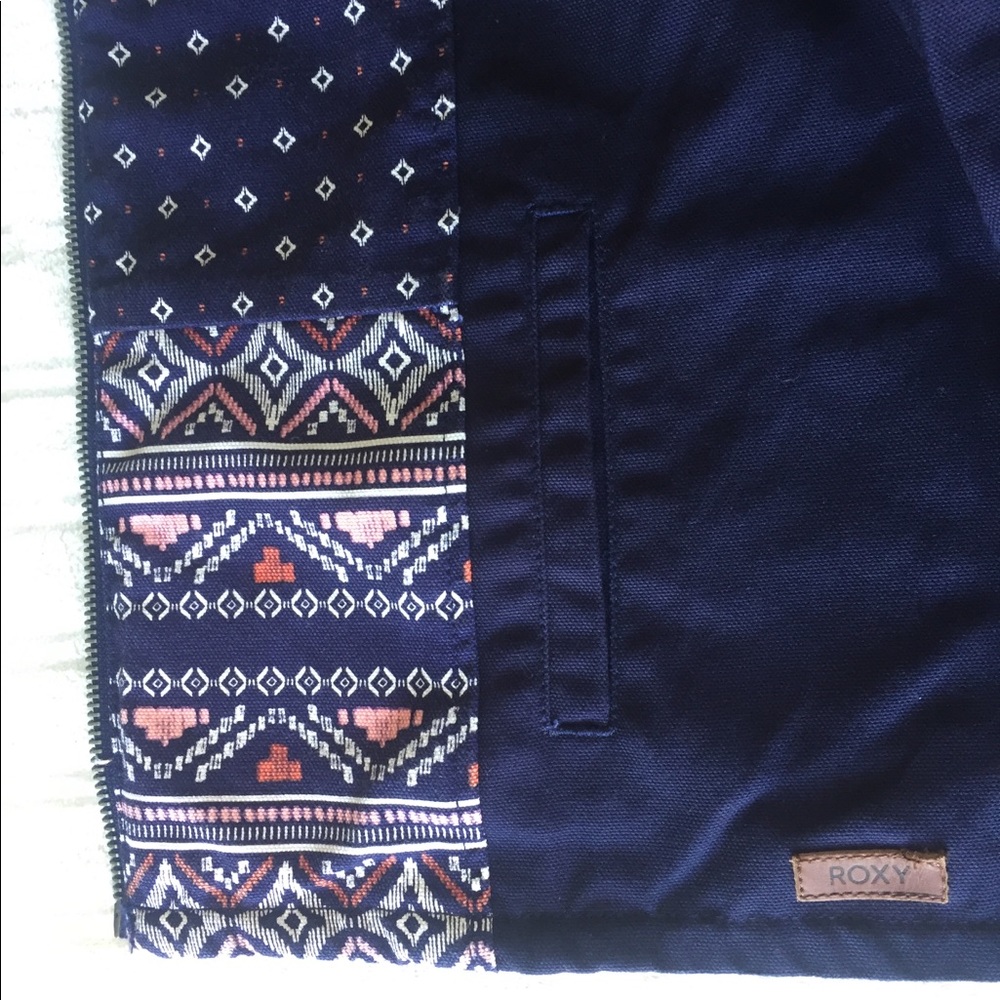 Roxyreversible Patterned Denim Jacket- Sz Med - image 8
